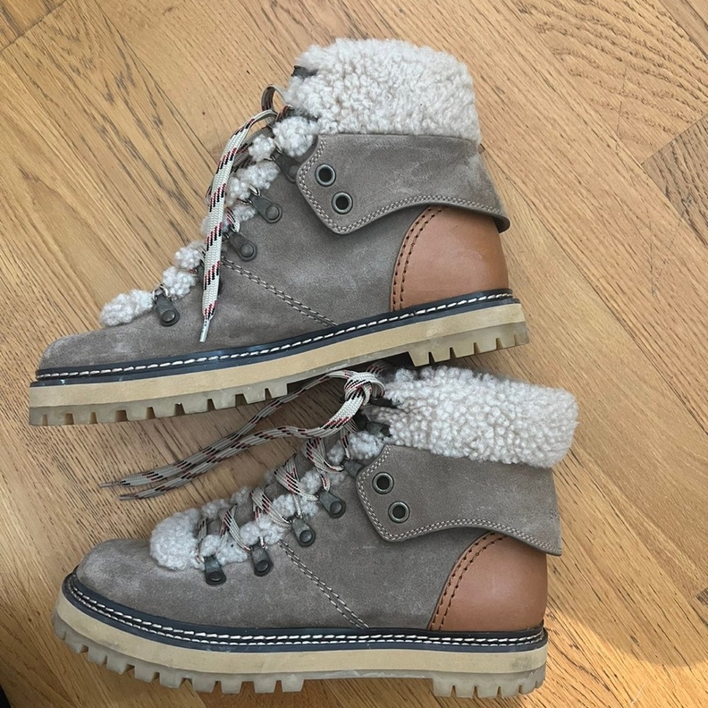 See by Chloe Eileen shearling-lined suede hiking boots